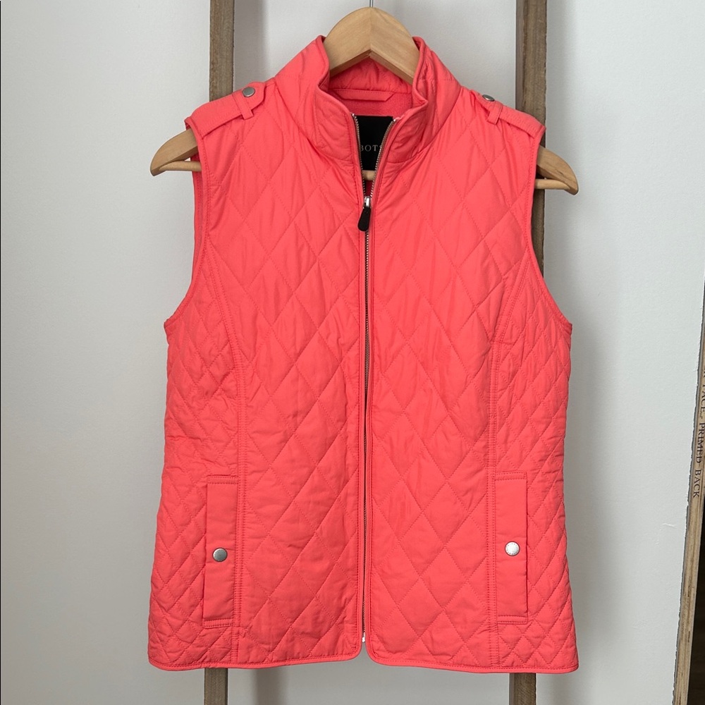 Talbots Quilted Coral Fleece Lined Zipper Pockets Vest Women’s Size XS NWT New